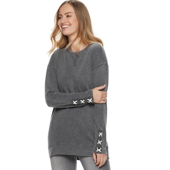 Rock & Republic Tops - Rock & Republic Laced-Up Cuff Sweatshirt